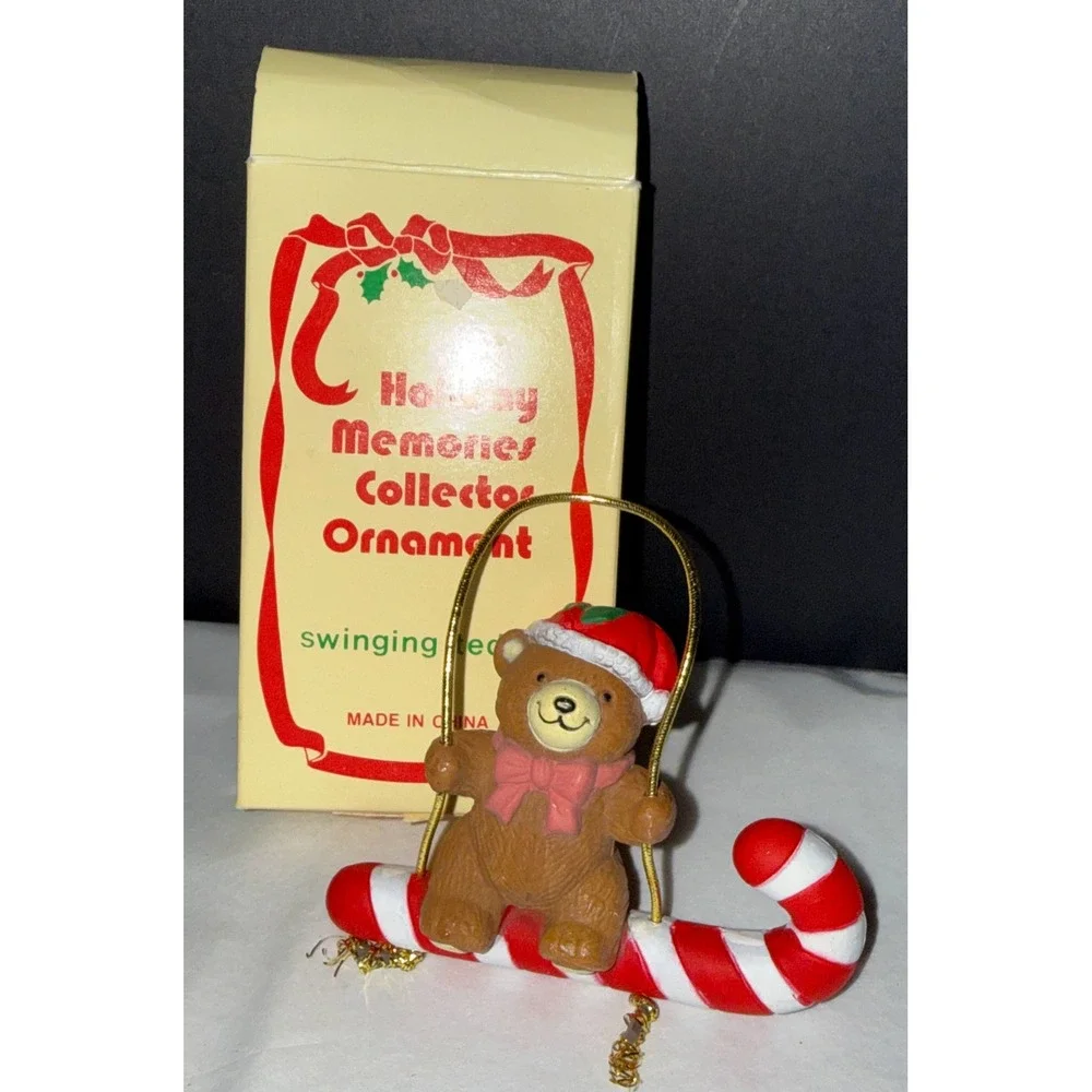 Vintage Holiday‎ Memories Christmas Ornaments Small Red White Mouse Sledding